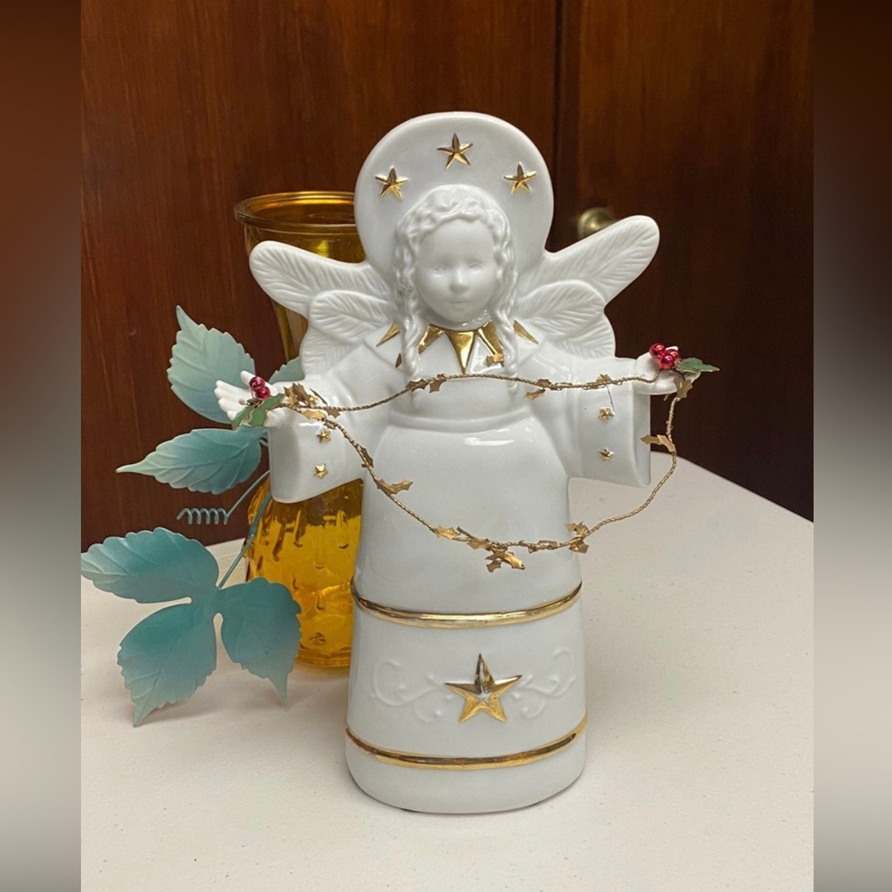 Hallmark Vintage Christmas Angel Figurine with gold Garland